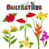 Tropical Flowers Clip Art Set – Daily Art Hub – Free Clip Art Everyday