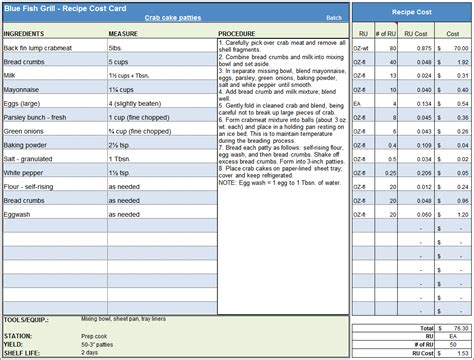 Food Costing Template Excel Free | Deporecipe.co