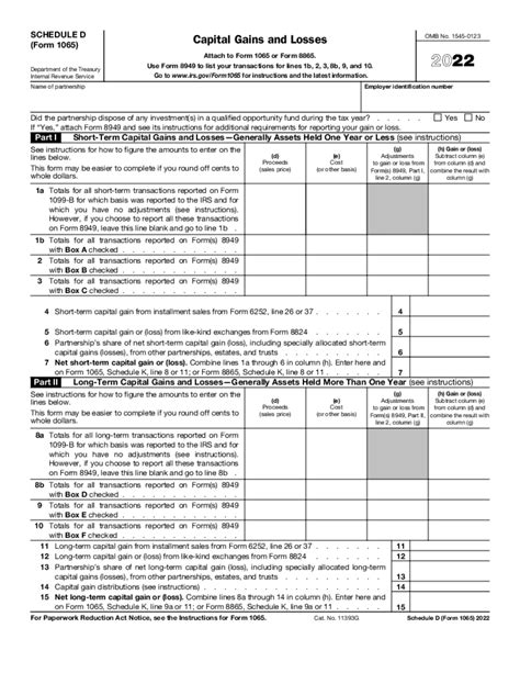 Schedule d 1065 2022-2023 - Fill online, Printable, Fillable Blank