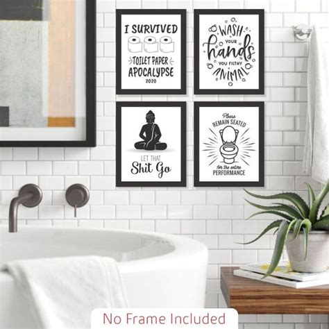 Funny Bathroom Wall Art Prints (Set of 4) - Unframed - 8in x 10in in ...