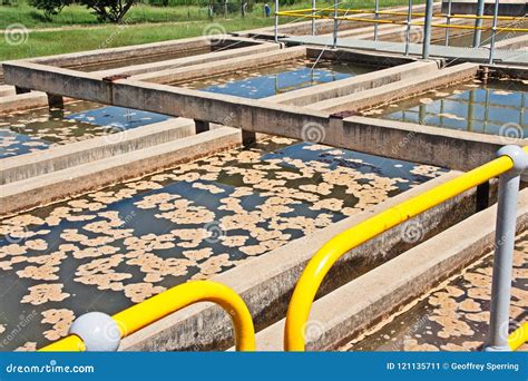 Sedimentation Tanks Water Treatment Stock Image - Image of flow, cement ...