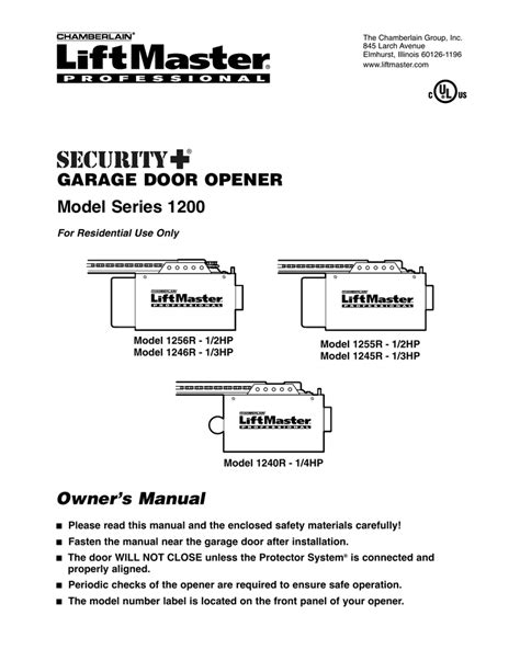 Liftmaster Professional 1 2 Hp Garage Door Opener Manual | Dandk Organizer