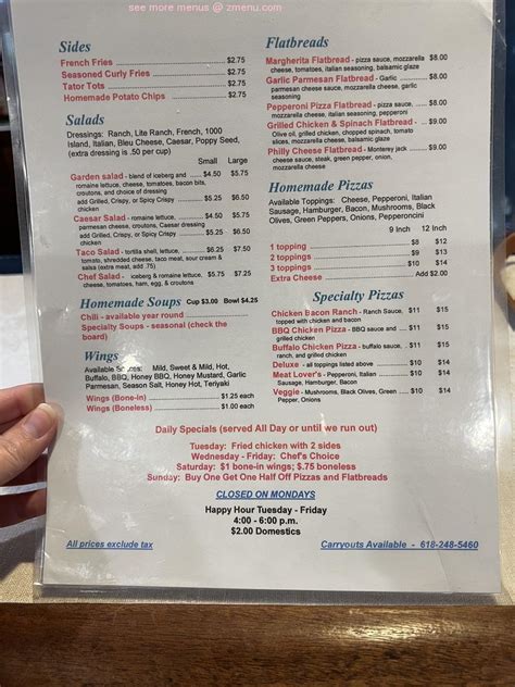 Menu at Pete's Bar And Grill, Albers