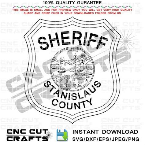 Stanislaus County Sheriff Badge Vector Svg Dxf Cnc Router Laser Cut ...