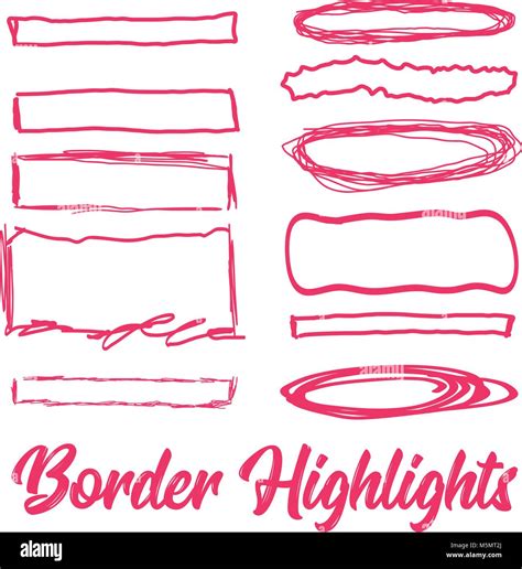 Hand drawn highlighter elements. Vector borders on white background Stock Vector Image & Art - Alamy