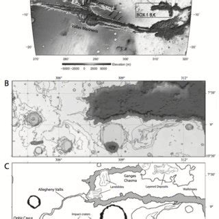 Regional map of Valles Marineris. A: Valles Marineris is a 4000-km-long ...