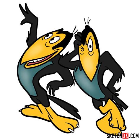 How to draw Heckle and Jeckle - Step by step drawing tutorials ...