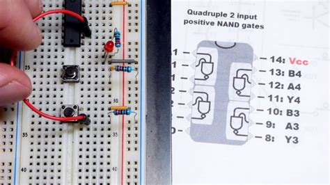 Switch based NAND gate and 7400 integrated circuit IC demonstration beginner learning ...