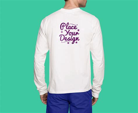 Free Front & Back White Long Sleeves T-Shirt Mockup PSD - Good Mockups