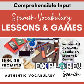 Spanish Vocabulary EDITABLE Lessons & Games Bundle (w/English student ...