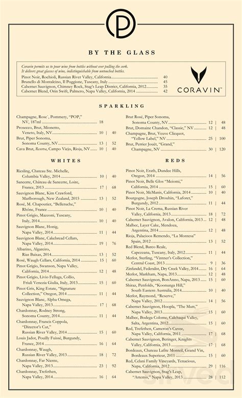 Ocean Prime menu in Dallas, Texas, USA