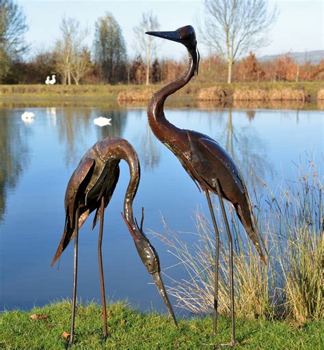 Metal Heron Garden Ornament Sculpture Art Handmade Recycled | Etsy