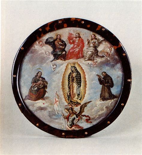 Anónimo, Escudo pectoral de monja con tema de la Virgen de Guadalupe con la Santísima Trinidad ...