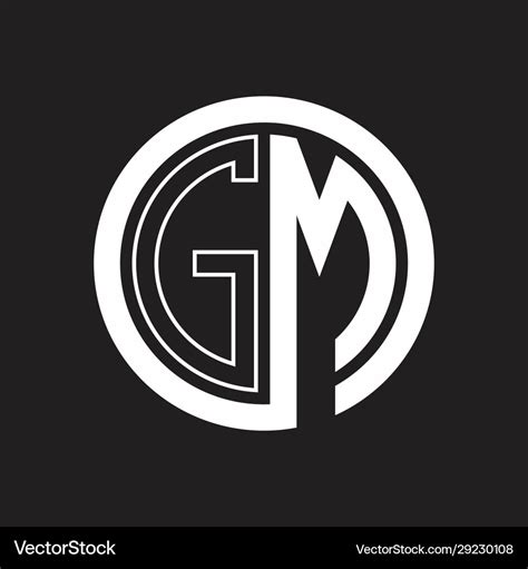 Gm logo with circle rounded negative space design Vector Image