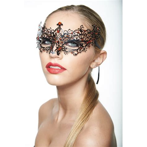 BA005RDBK Luxury Metal Laser Cut Venetian Masquerade Ball Mask with Sparkling Rhinestones ...