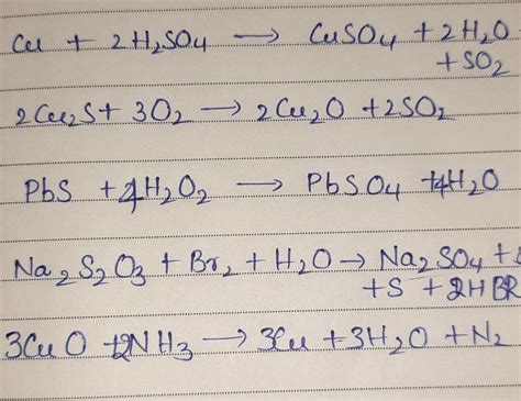 Q2. Balance the following reactions:1.Cu + H2SO4 → CuSO4 + H2O + SO2 2.Cu2S + O2 = Cu2O + SO2 3 ...