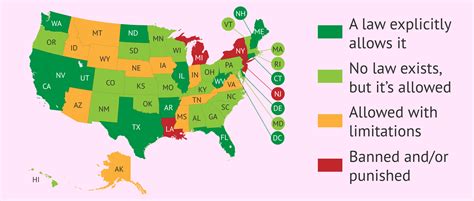 Surrogacy laws by state map