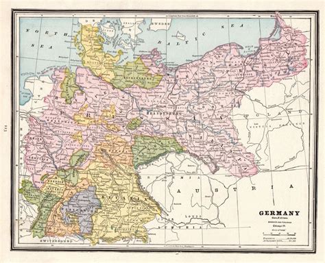 1890 Antique GERMANY Map Vintage Map of Germany Gallery Wall Art 5745 ...