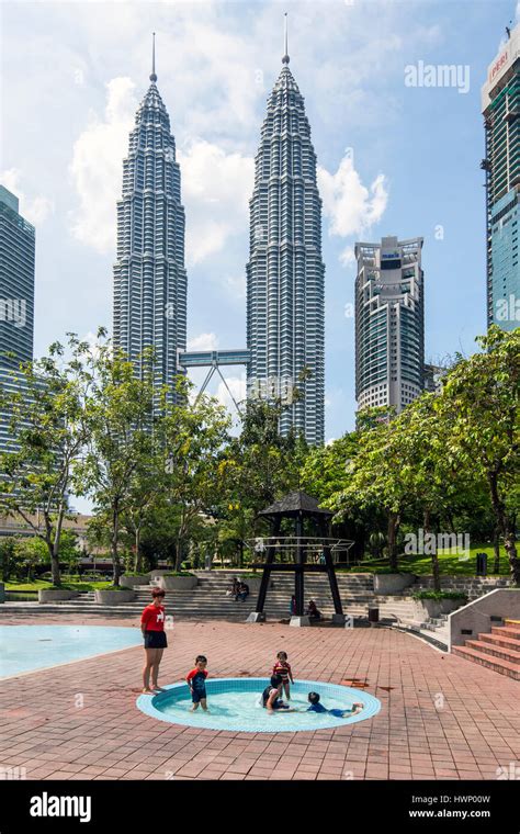 Petronas Twin Towers from KLCC Park, Kuala Lumpur, Malaysia Stock Photo ...