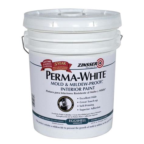 Zinsser Perma-White 5 gal. Mold & Mildew-Proof Eggshell Interior Paint ...