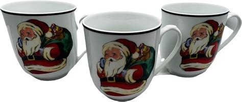 Vintage Santa Mugs Ceramic Set of 3 Santas Toy Bag by Linens And Thing | Shop THRILLING