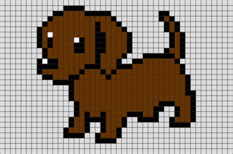 Dog Pixel Art | Pixel art grid, Minecraft pixel art, Pixel art