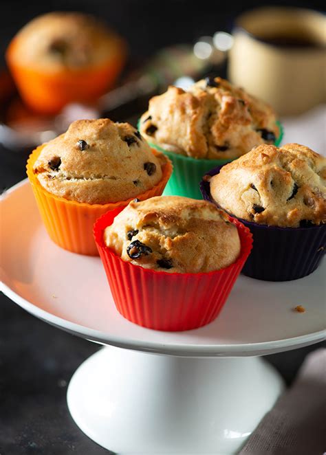 Eggless Chocolate Chip and Blueberry Muffins in microwave - My Tasty Curry