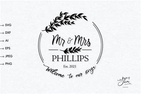 Wedding monogram frame svg, Mr and Mrs SVG, Anniversary svg (1155468) | Cut Files | Design Bundles