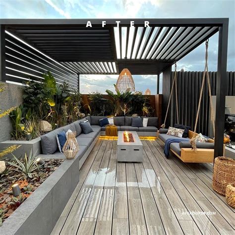 Pin on برجولات - مؤسسة الهزازي | Rooftop patio design, Rooftop terrace design, Roof garden design