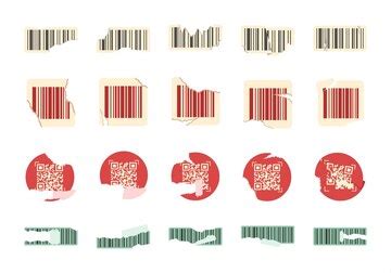 Premium Vector | Barcode sticker torn paper set