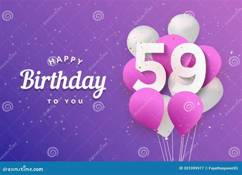 Happy 59th Birthday Balloons Greeting Card Background. Stock Vector ...