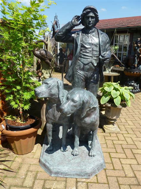 Dog statue with man - bronze statue|garden art sculpture