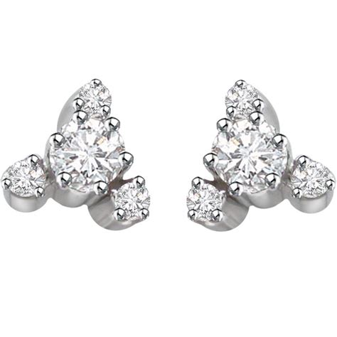 Rhodium Earrings - Buy White Rhodium Earrings online at best price - Surat Diamond