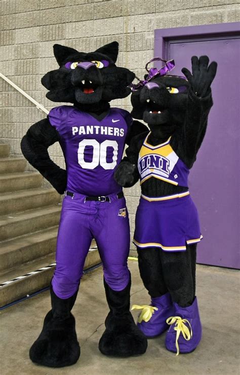 The two mascots of the University of Northern Iowa, TC (The Cat) and TK ...