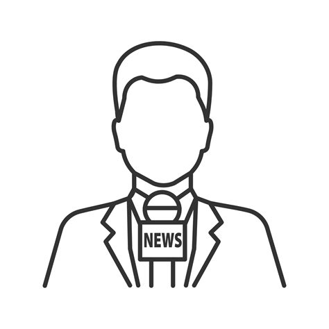 TV presenter linear icon. Thin line illustration. News reporter with ...