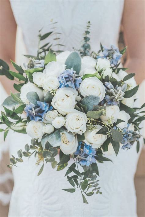 Wedding Bouquet, Bridal Bouquet, White and Blue Bouquet in 2020 (With images) | Blue wedding ...