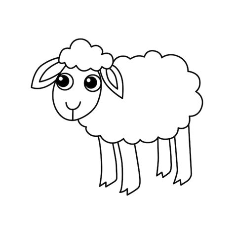 Premium Vector | Cute sheep cartoon characters vector illustration For kids coloring book