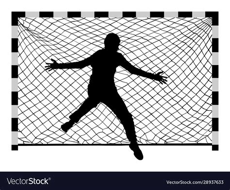 Handball goalkeeper silhouette keep goal penalty Vector Image