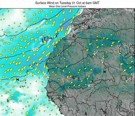 Liberia Surface Wind on Sunday 22 Jan at 12am GMT