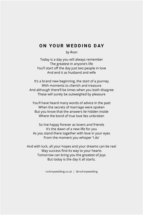 On Your Wedding Day by Anon Wedding Reading Poem Wedding Readings Funny, Funny Wedding Advice ...