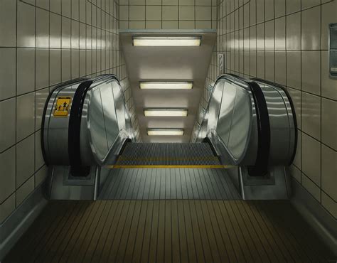 Elevators and escalators star in Peter Harris’s paintings of in-between spaces - The Spaces