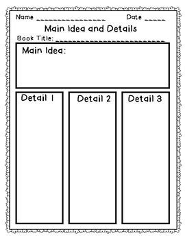 Main Idea And Supporting Details Graphic Organizer Printable