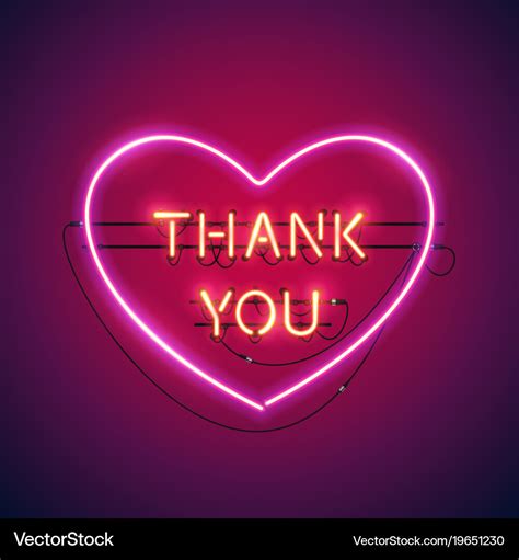 Thank you in the heart neon sign Royalty Free Vector Image