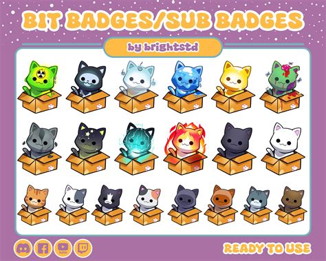 Twitch Sub Badges Cat Sub Badges Kitty Badges Kitten Badges Kawaii Sub ...