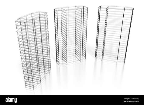 3D office buildings - wireframe Stock Photo - Alamy