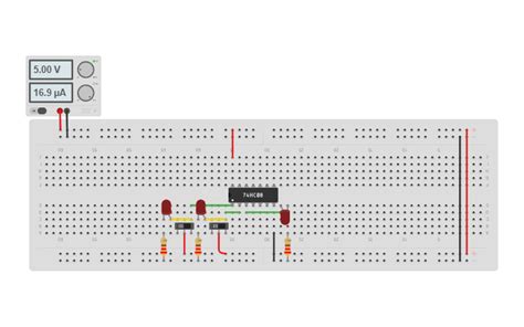 Circuit design AND gate using IC 7408 - Tinkercad