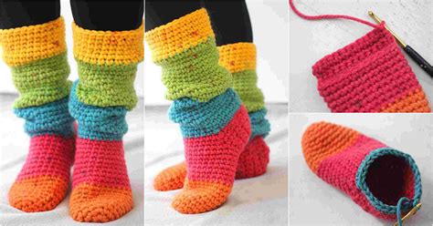 Crochet Slouchy Slipper Socks