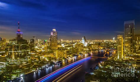 River in Bangkok city in night time Photograph by Anek Suwannaphoom