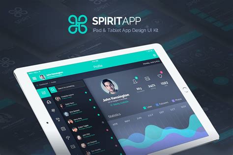 SpiritApp - iPad & Tablet App Design UI Kit by creakits on Envato Elements