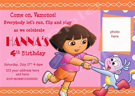 Dora the explorer birthday invitation. Digital (print it yourself). $9.00, via Etsy. | Birthday ...